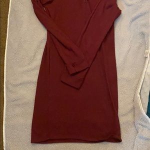 Burgundy dress with hood knee length